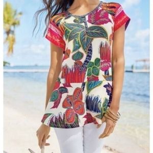 🎁Soft Surroundings Tigerwood Placed Print Tunic - sz M